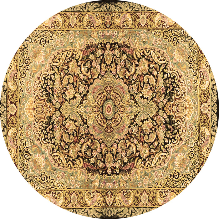 Round Machine Washable Persian Brown Traditional Rug, wshtr4689brn