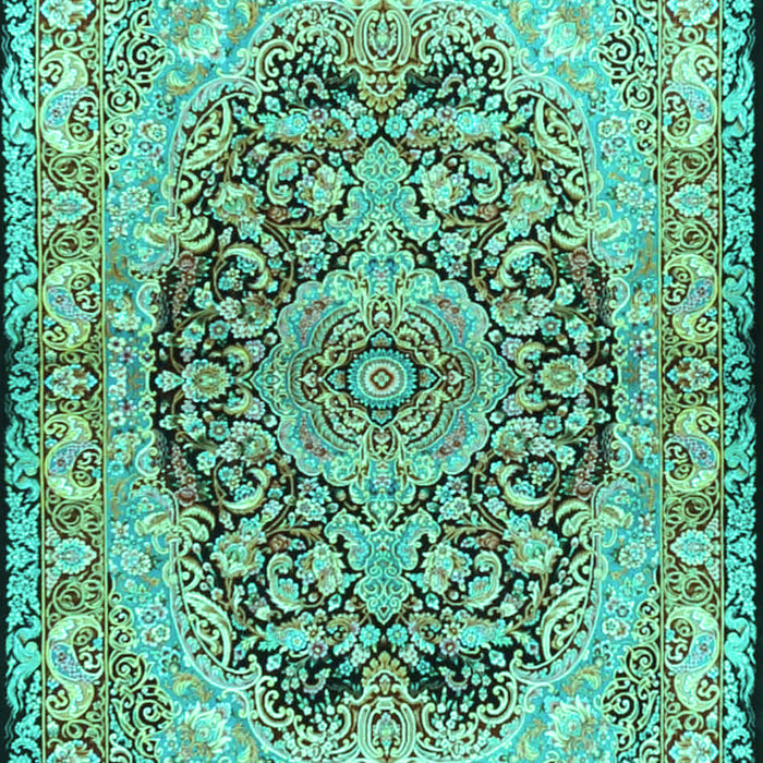 Machine Washable Persian Turquoise Traditional Area Rugs, wshtr4689turq
