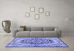 Machine Washable Persian Blue Traditional Rug in a Living Room, wshtr4689blu