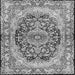 Round Machine Washable Persian Gray Traditional Rug, wshtr4689gry