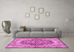 Machine Washable Persian Pink Traditional Rug in a Living Room, wshtr4689pnk