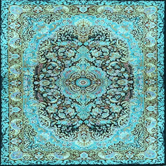 Square Machine Washable Persian Light Blue Traditional Rug, wshtr4689lblu