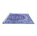 Sideview of Machine Washable Persian Blue Traditional Rug, wshtr4689blu