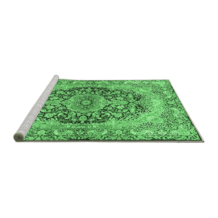 Sideview of Machine Washable Persian Emerald Green Traditional Area Rugs, wshtr4689emgrn