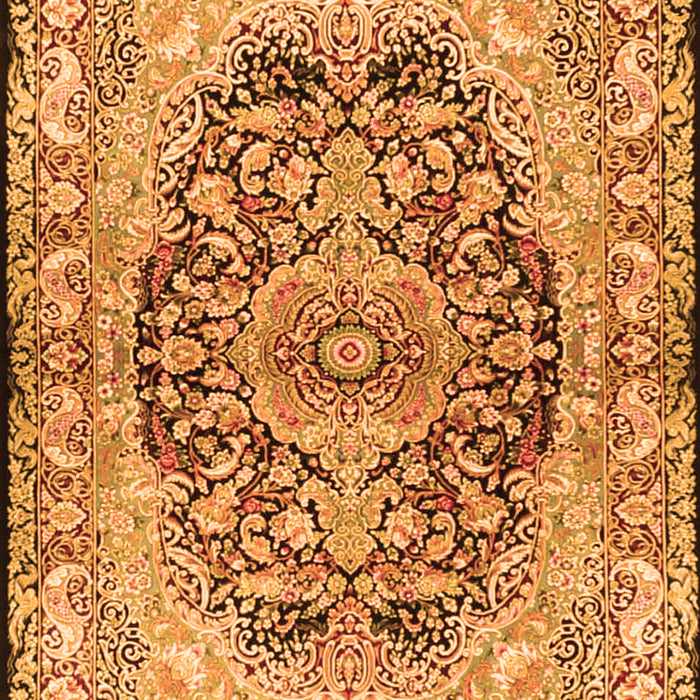 Serging Thickness of Machine Washable Persian Orange Traditional Area Rugs, wshtr4689org