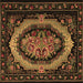 Square Medallion Brown French Rug, tr468brn