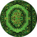 Square Medallion Green French Rug, tr468grn