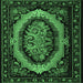 Square Machine Washable Medallion Emerald Green French Area Rugs, wshtr468emgrn