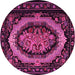 Round Machine Washable Medallion Pink French Rug, wshtr468pnk