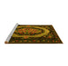 Sideview of Machine Washable Medallion Yellow French Rug, wshtr468yw