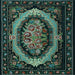 Square Medallion Light Blue French Rug, tr468lblu