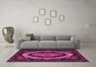 Machine Washable Medallion Pink French Rug in a Living Room, wshtr468pnk