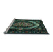 Sideview of Machine Washable Medallion Light Blue French Rug, wshtr468lblu