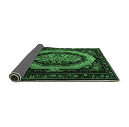Sideview of Medallion Emerald Green French Rug, tr468emgrn