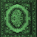 Square Medallion Emerald Green French Rug, tr468emgrn