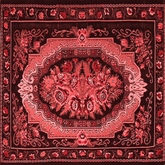 Machine Washable Medallion Red French Rug, wshtr468red
