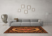 Machine Washable Medallion Orange French Area Rugs in a Living Room, wshtr468org