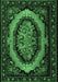 Machine Washable Medallion Emerald Green French Area Rugs, wshtr468emgrn