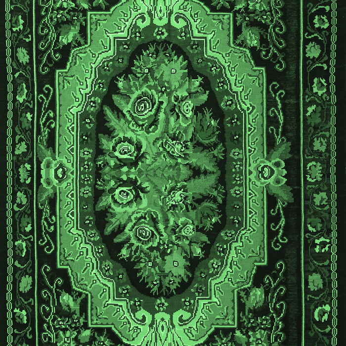 Machine Washable Medallion Emerald Green French Area Rugs, wshtr468emgrn