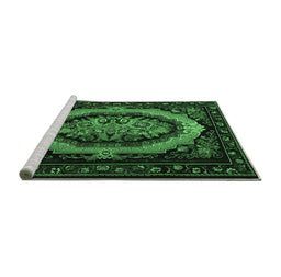 Sideview of Machine Washable Medallion Emerald Green French Area Rugs, wshtr468emgrn