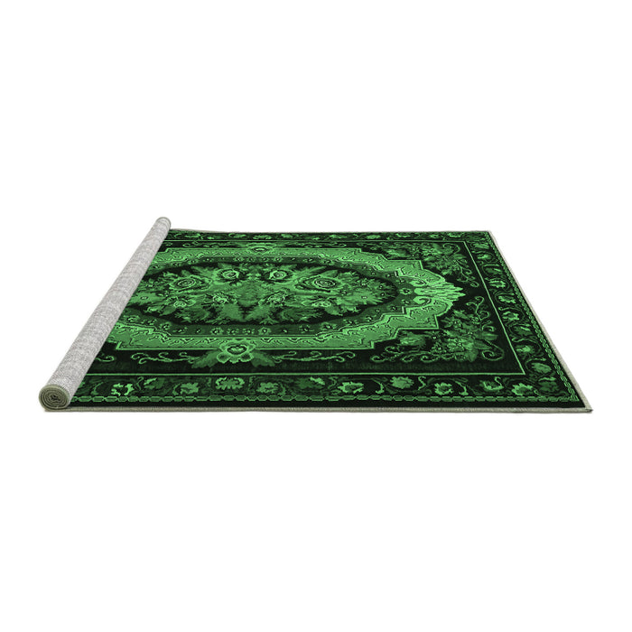 Sideview of Machine Washable Medallion Emerald Green French Area Rugs, wshtr468emgrn