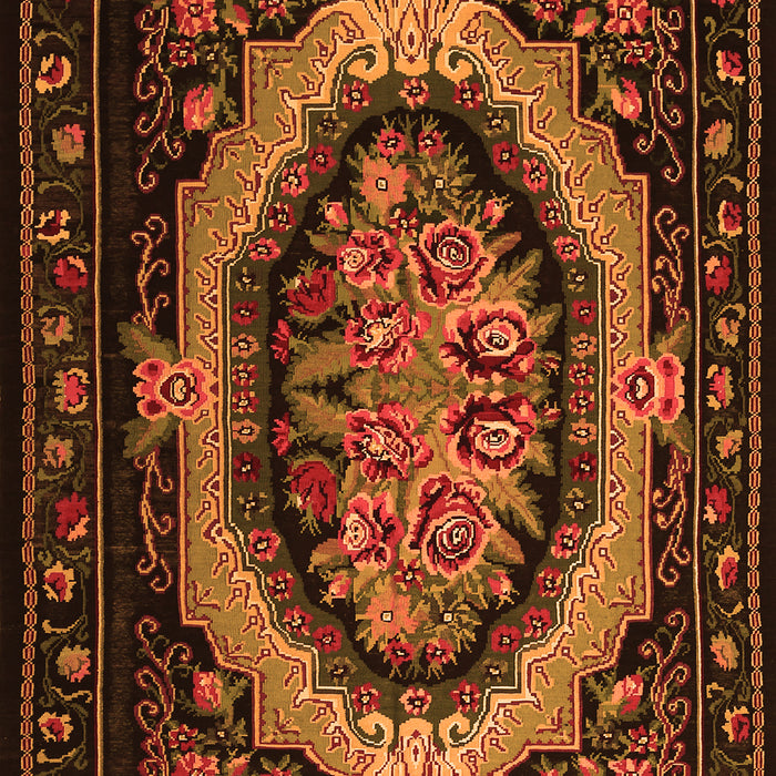 Serging Thickness of Machine Washable Medallion Orange French Area Rugs, wshtr468org