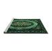 Sideview of Machine Washable Medallion Turquoise French Area Rugs, wshtr468turq