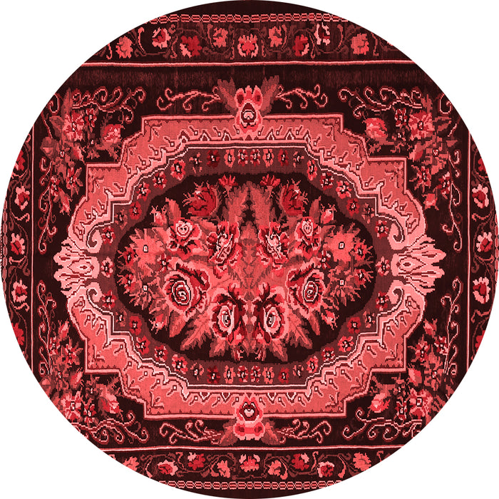 Machine Washable Medallion Red French Rug, wshtr468red