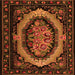 Round Machine Washable Medallion Orange French Area Rugs, wshtr468org