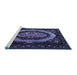 Sideview of Machine Washable Medallion Blue French Rug, wshtr468blu