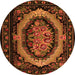 Machine Washable Medallion Orange French Area Rugs, wshtr468org