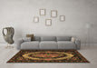 Machine Washable Medallion Brown French Rug in a Living Room,, wshtr468brn