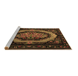 Sideview of Machine Washable Medallion Brown French Rug, wshtr468brn