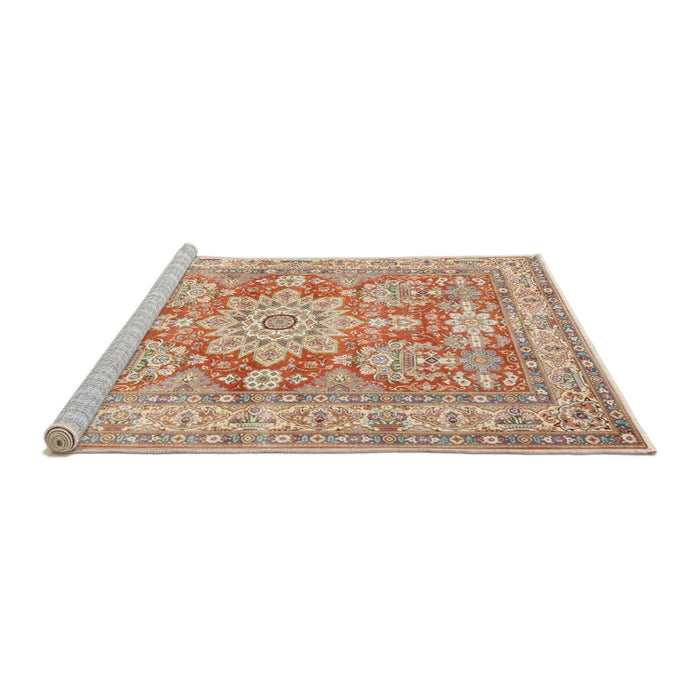 Sideview of Machine Washable Traditional Brown Rug, wshtr4690