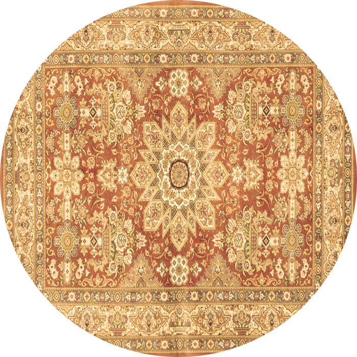 Round Medallion Brown Traditional Rug, tr4690brn