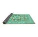Sideview of Medallion Turquoise Traditional Rug, tr4690turq