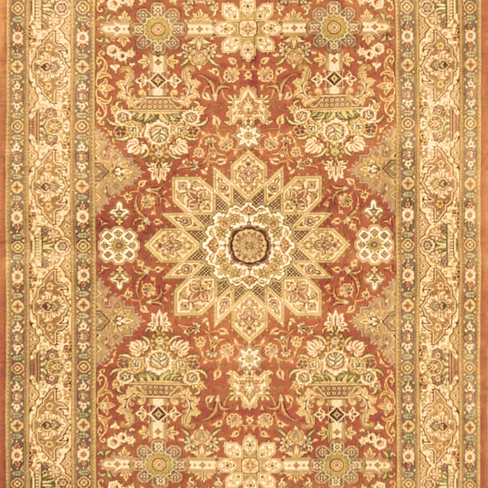 Machine Washable Medallion Brown Traditional Rug, wshtr4690brn