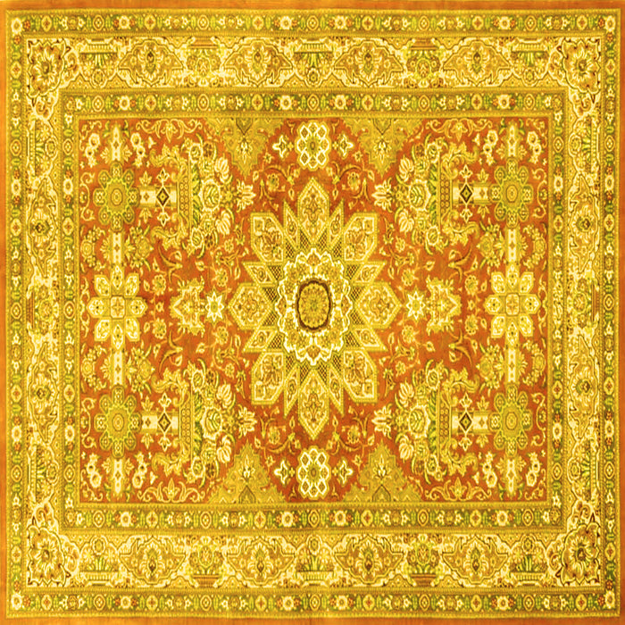 Square Medallion Yellow Traditional Rug, tr4690yw