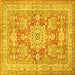Square Medallion Yellow Traditional Rug, tr4690yw