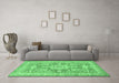 Machine Washable Medallion Emerald Green Traditional Area Rugs in a Living Room,, wshtr4690emgrn