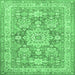 Square Medallion Emerald Green Traditional Rug, tr4690emgrn