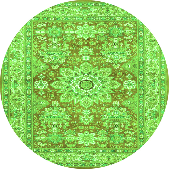 Square Medallion Green Traditional Rug, tr4690grn