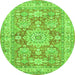 Square Medallion Green Traditional Rug, tr4690grn