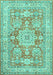 Machine Washable Medallion Turquoise Traditional Area Rugs, wshtr4690turq