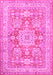 Machine Washable Medallion Pink Traditional Rug, wshtr4690pnk