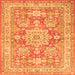 Round Machine Washable Medallion Orange Traditional Area Rugs, wshtr4690org