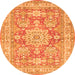 Machine Washable Medallion Orange Traditional Area Rugs, wshtr4690org