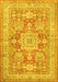 Machine Washable Medallion Yellow Traditional Rug, wshtr4690yw