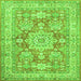 Round Machine Washable Medallion Green Traditional Area Rugs, wshtr4690grn