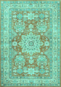 Medallion Turquoise Traditional Rug, tr4690turq